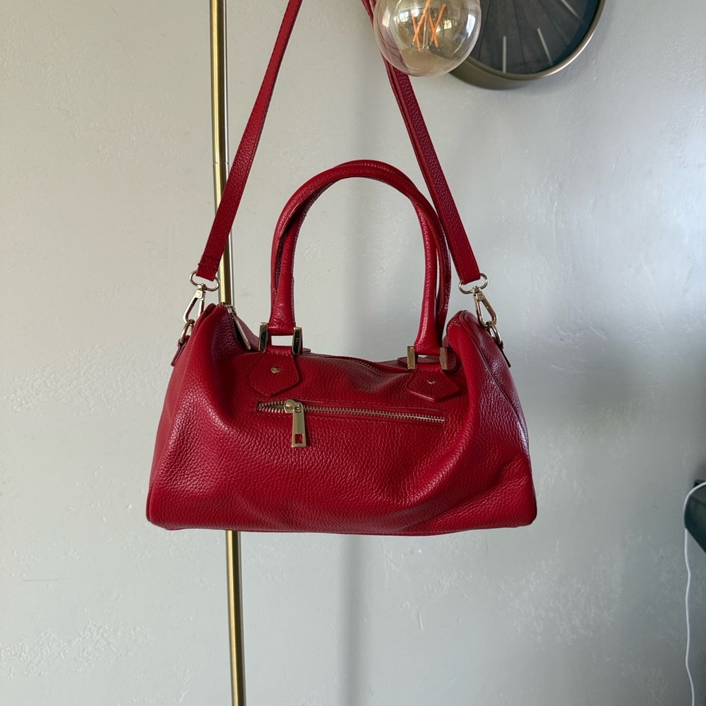 Persaman Italian Leather Gorgeous Red Shoulder Bag Purse Handbag Made in Italy - Picture 5 of 6
